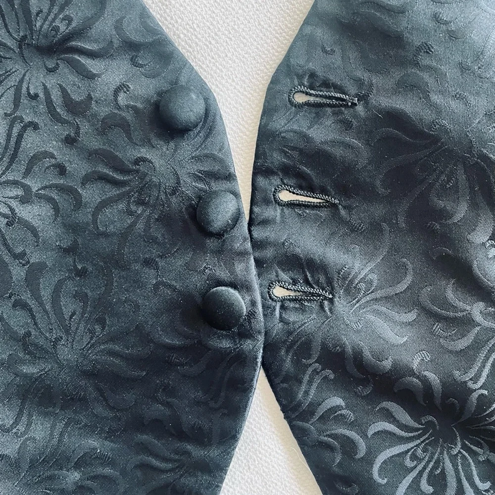Men’s Black Brocade Tuxedo Vest / Waistcoat Vintage 1960’s - Picture 3 of 6